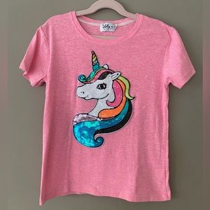 Lola + The Boys | Neon Sequin Unicorn Shirt | Sz 10